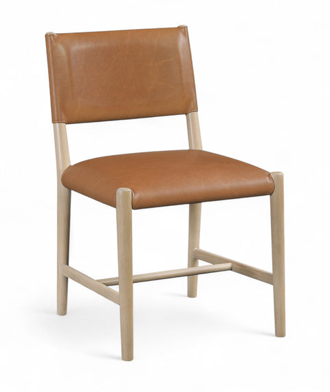 Veda Cognac Vegan Leather Upholstered Dining Chair, 2-Piece