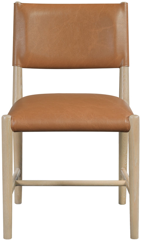 Veda Cognac Vegan Leather Upholstered Dining Chair, 2-Piece