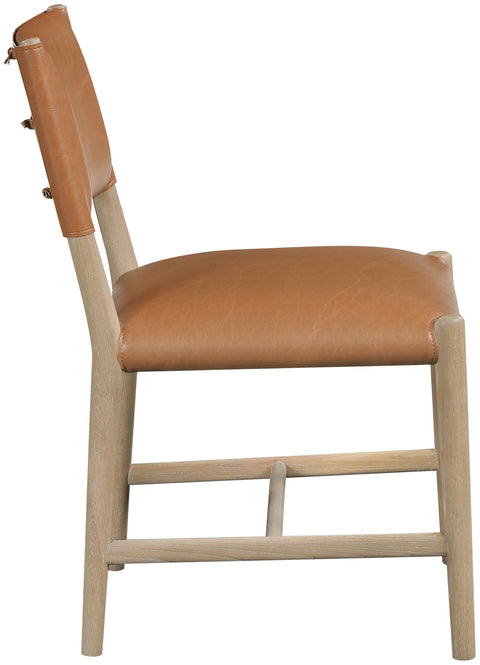 Veda Cognac Vegan Leather Upholstered Dining Chair, 2-Piece