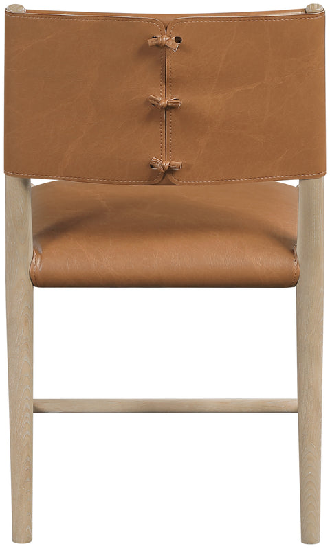 Veda Cognac Vegan Leather Upholstered Dining Chair, 2-Piece