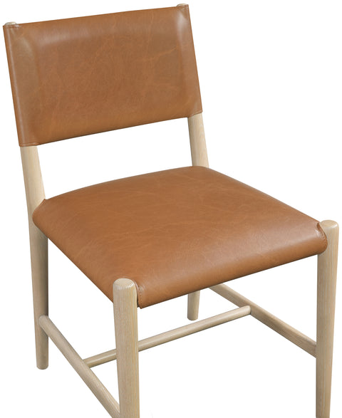 Veda Cognac Vegan Leather Upholstered Dining Chair, 2-Piece