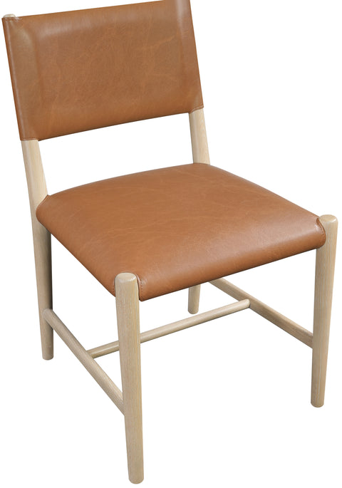 Veda Cognac Vegan Leather Upholstered Dining Chair, 2-Piece
