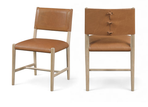 Veda Cognac Vegan Leather Upholstered Dining Chair, 2-Piece