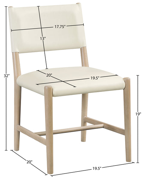 Veda Cream Vegan Leather Upholstered Dining Chair, 2-Piece