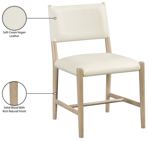 Veda Cream Vegan Leather Upholstered Dining Chair, 2-Piece