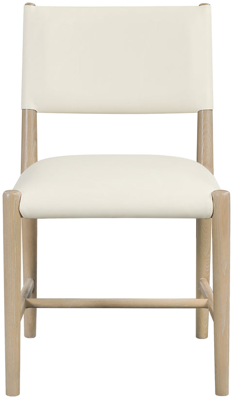 Veda Cream Vegan Leather Upholstered Dining Chair, 2-Piece