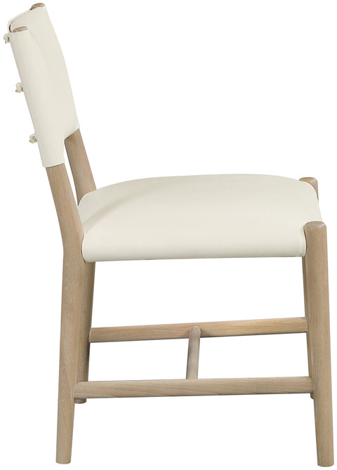Veda Cream Vegan Leather Upholstered Dining Chair, 2-Piece