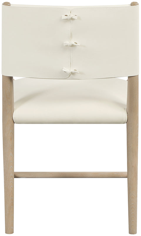 Veda Cream Vegan Leather Upholstered Dining Chair, 2-Piece