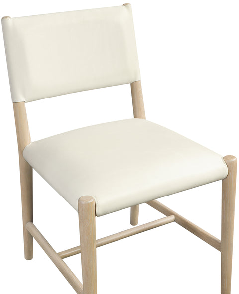Veda Cream Vegan Leather Upholstered Dining Chair, 2-Piece