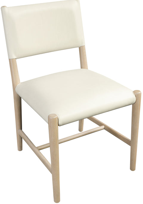 Veda Cream Vegan Leather Upholstered Dining Chair, 2-Piece