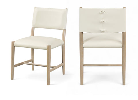 Veda Cream Vegan Leather Upholstered Dining Chair, 2-Piece