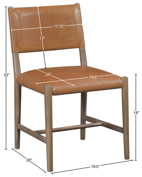 Veda Cognac Vegan Leather Upholstered Dining Chair, 2-Piece (Style 2)