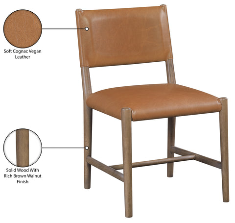 Veda Cognac Vegan Leather Upholstered Dining Chair, 2-Piece (Style 2)