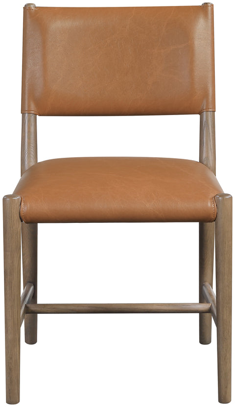 Veda Cognac Vegan Leather Upholstered Dining Chair, 2-Piece (Style 2)