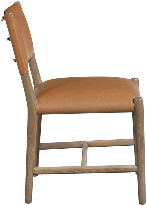 Veda Cognac Vegan Leather Upholstered Dining Chair, 2-Piece (Style 2)