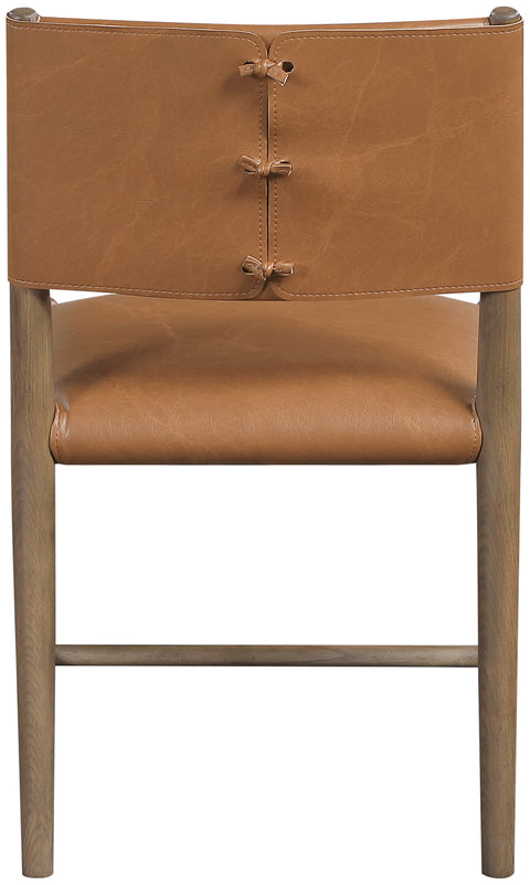 Veda Cognac Vegan Leather Upholstered Dining Chair, 2-Piece (Style 2)
