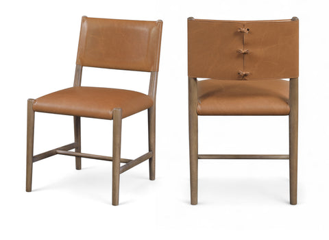 Veda Cognac Vegan Leather Upholstered Dining Chair, 2-Piece (Style 2)