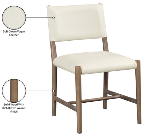 Veda Cream Vegan Leather Upholstered Dining Chair, 2-Piece (Style 2)