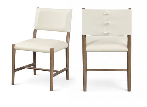 Veda Cream Vegan Leather Upholstered Dining Chair, 2-Piece (Style 2)