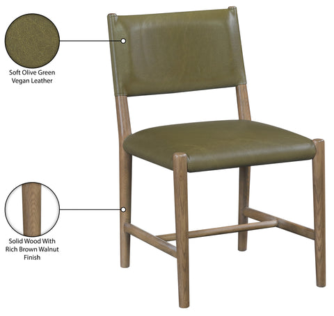 Veda Olive Vegan Leather Upholstered Dining Chair, 2-Piece