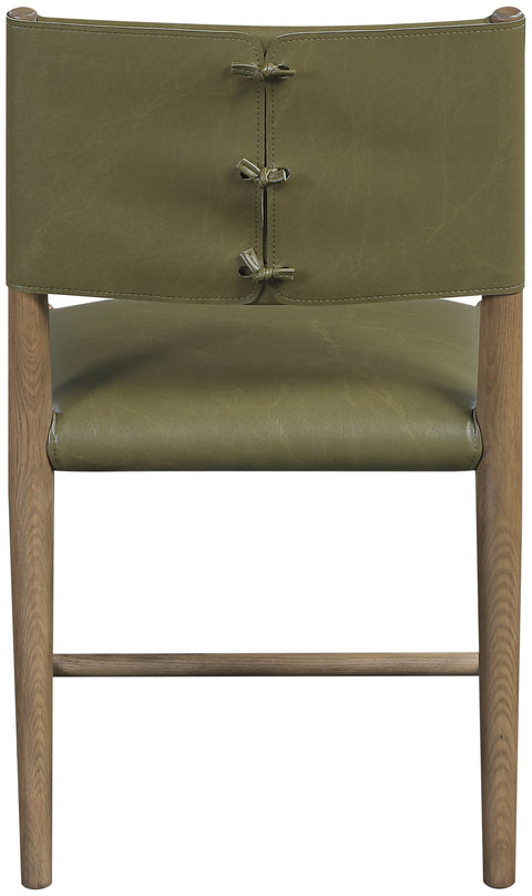 Veda Olive Vegan Leather Upholstered Dining Chair, 2-Piece