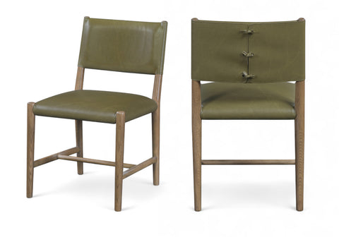 Veda Olive Vegan Leather Upholstered Dining Chair, 2-Piece