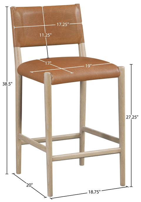 Veda Cognac Vegan Leather Upholstered Counter Stool, 1 Piece