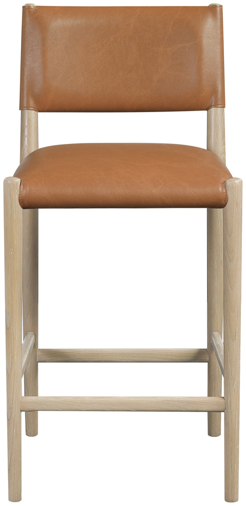 Veda Cognac Vegan Leather Upholstered Counter Stool, 1 Piece