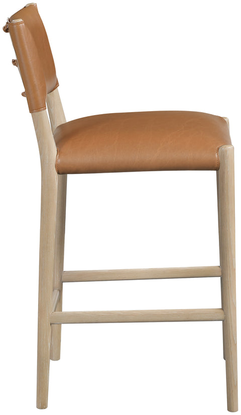 Veda Cognac Vegan Leather Upholstered Counter Stool, 1 Piece