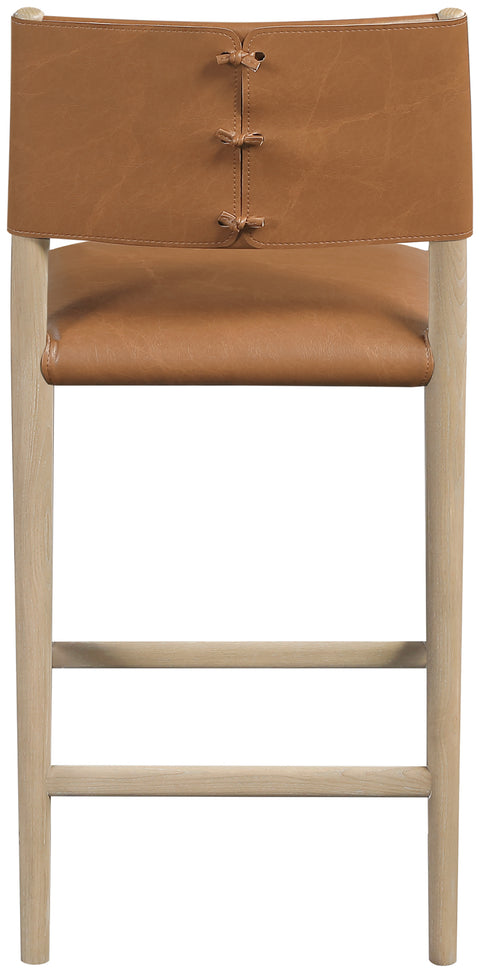Veda Cognac Vegan Leather Upholstered Counter Stool, 1 Piece