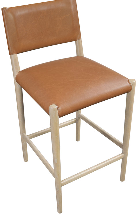 Veda Cognac Vegan Leather Upholstered Counter Stool, 1 Piece