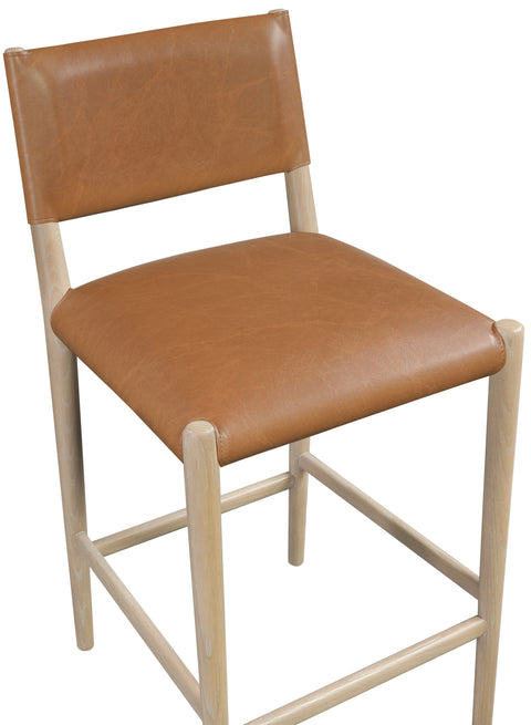 Veda Cognac Vegan Leather Upholstered Counter Stool, 1 Piece