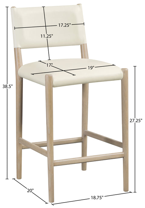 Veda Cream Vegan Leather Upholstered Counter Stool, 1 Piece