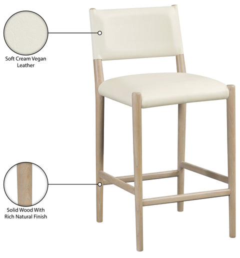 Veda Cream Vegan Leather Upholstered Counter Stool, 1 Piece