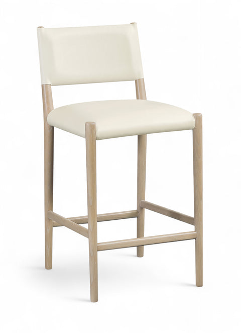 Veda Cream Vegan Leather Upholstered Counter Stool, 1 Piece