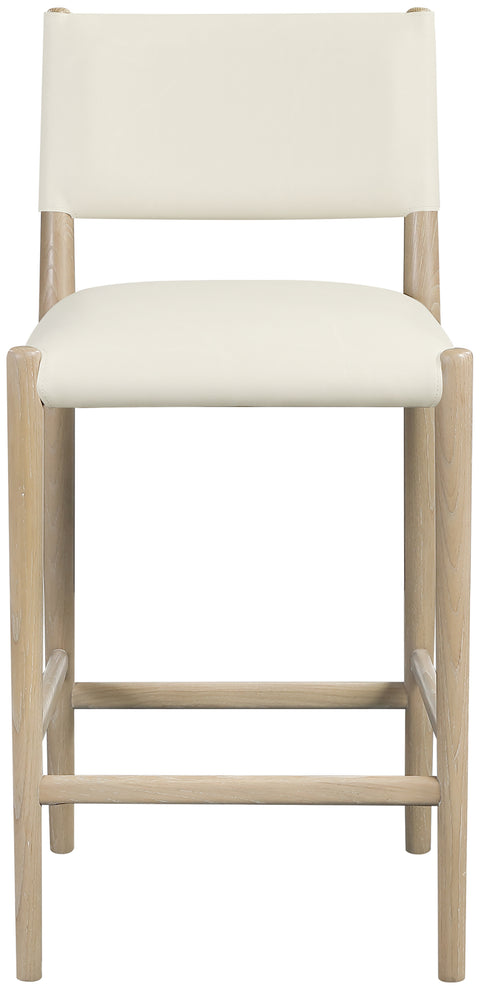 Veda Cream Vegan Leather Upholstered Counter Stool, 1 Piece