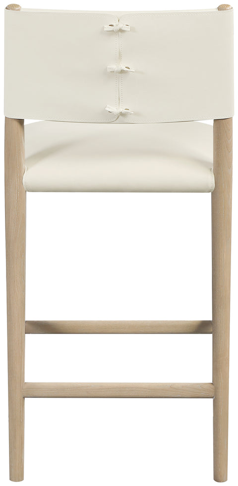 Veda Cream Vegan Leather Upholstered Counter Stool, 1 Piece