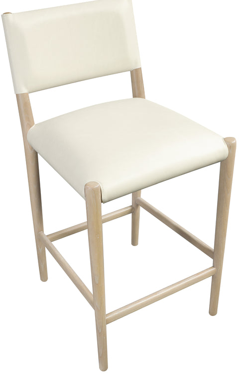 Veda Cream Vegan Leather Upholstered Counter Stool, 1 Piece