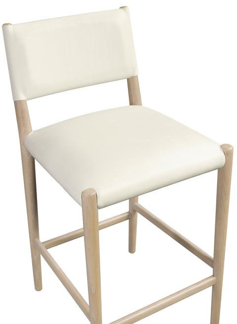 Veda Cream Vegan Leather Upholstered Counter Stool, 1 Piece