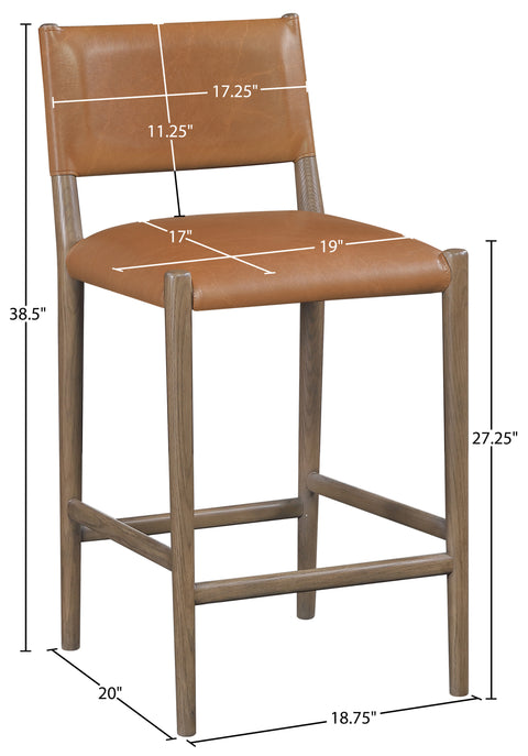 Veda Cognac Vegan Leather Upholstered Counter Stool, 1 Piece (Style 2)