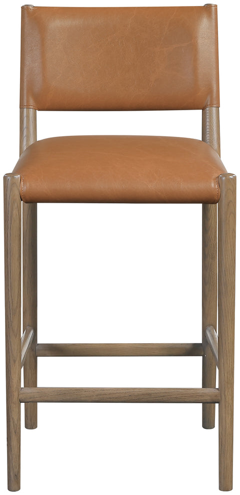 Veda Cognac Vegan Leather Upholstered Counter Stool, 1 Piece (Style 2)