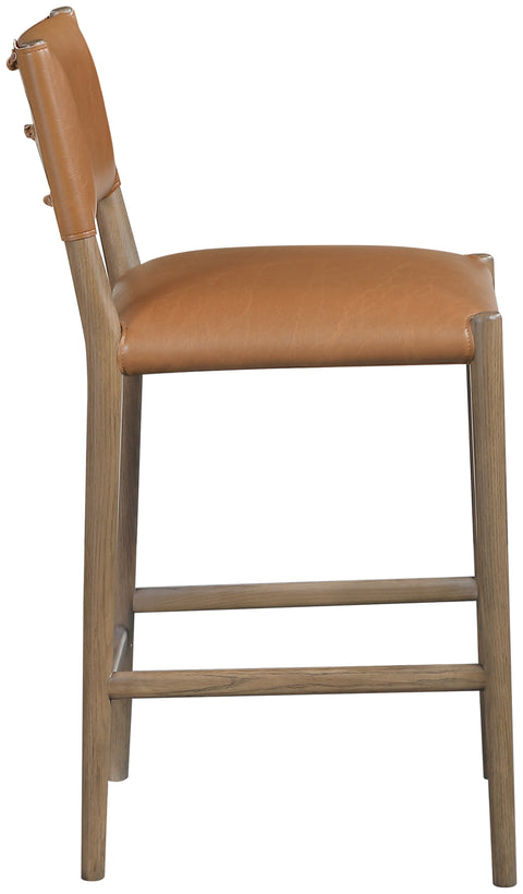 Veda Cognac Vegan Leather Upholstered Counter Stool, 1 Piece (Style 2)