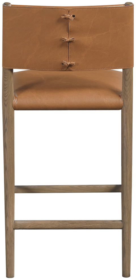 Veda Cognac Vegan Leather Upholstered Counter Stool, 1 Piece (Style 2)