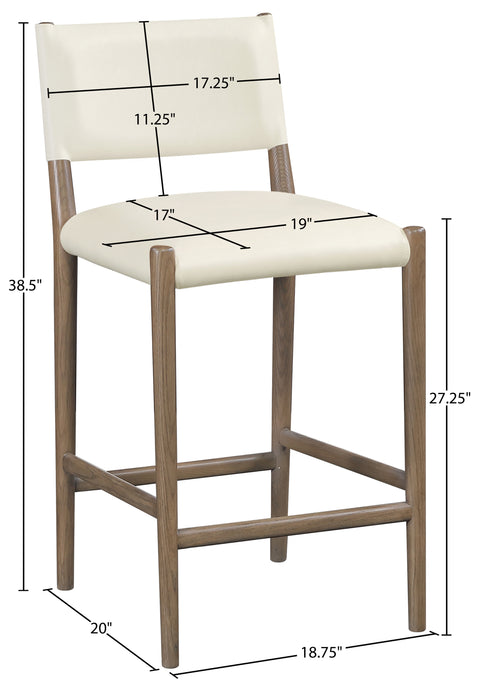 Veda Cream Vegan Leather Upholstered Counter Stool, 1 Piece (Style 2)