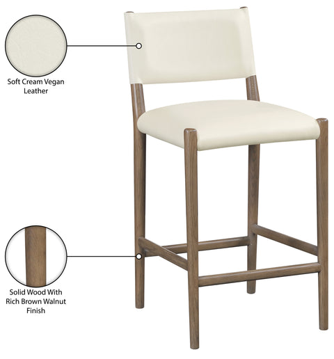 Veda Cream Vegan Leather Upholstered Counter Stool, 1 Piece (Style 2)