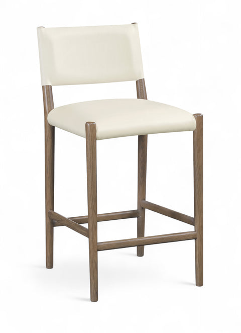 Veda Cream Vegan Leather Upholstered Counter Stool, 1 Piece (Style 2)