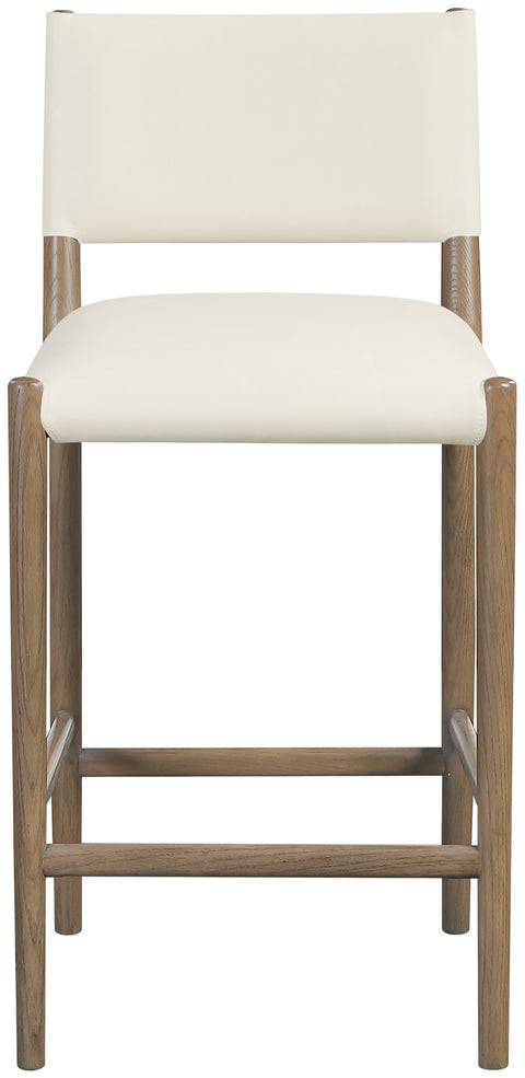 Veda Cream Vegan Leather Upholstered Counter Stool, 1 Piece (Style 2)