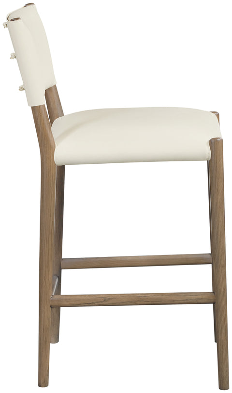 Veda Cream Vegan Leather Upholstered Counter Stool, 1 Piece (Style 2)