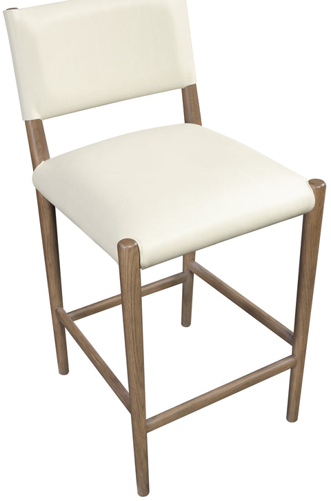 Veda Cream Vegan Leather Upholstered Counter Stool, 1 Piece (Style 2)