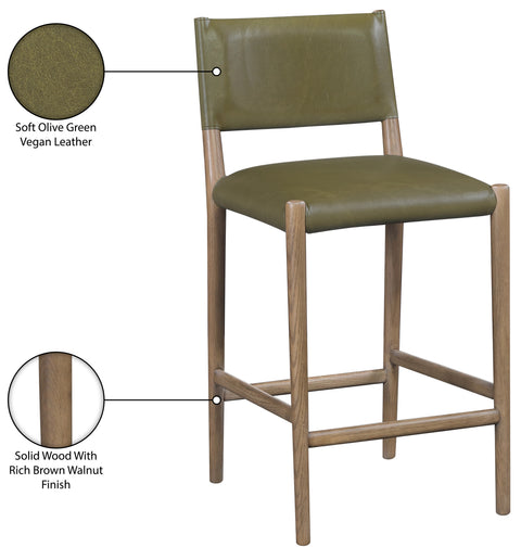 Veda Olive Vegan Leather Upholstered Counter Stool, 1 Piece